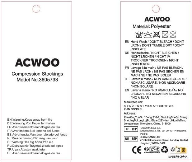 ACWOO Kompressionsstrümpfe für Damen Herren, 3 Paar Stützstrümpfe Medizinisch Kompressionssocken mit 15-20 Mmhg Schwarz Thrombosestrümpfe, Compression Socks für Laufen, Sport, Flug, Radsport