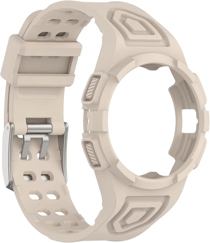 FTRONGRT Armband Kompatibel mit Samsung Galaxy Watch FE 40mm, Weiche Schutzhülle und Tragegurt integriert, Rundum-Schutz, Anti-Rutsch Ersatz-Uhrenarmband Kompatibel.Elfenbeinweiß