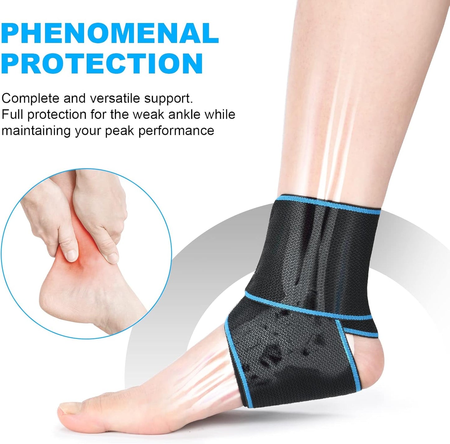 ACWOO Sprunggelenkbandage, 2 Stück Einstellbar Bandage Fußgelenk, Sport Schützen Fußgelenkbandage Sprunggelenk, Hochelastisch Knöchelstütze für Fußball Laufen Radfahren, Rechte und Linke Bandage