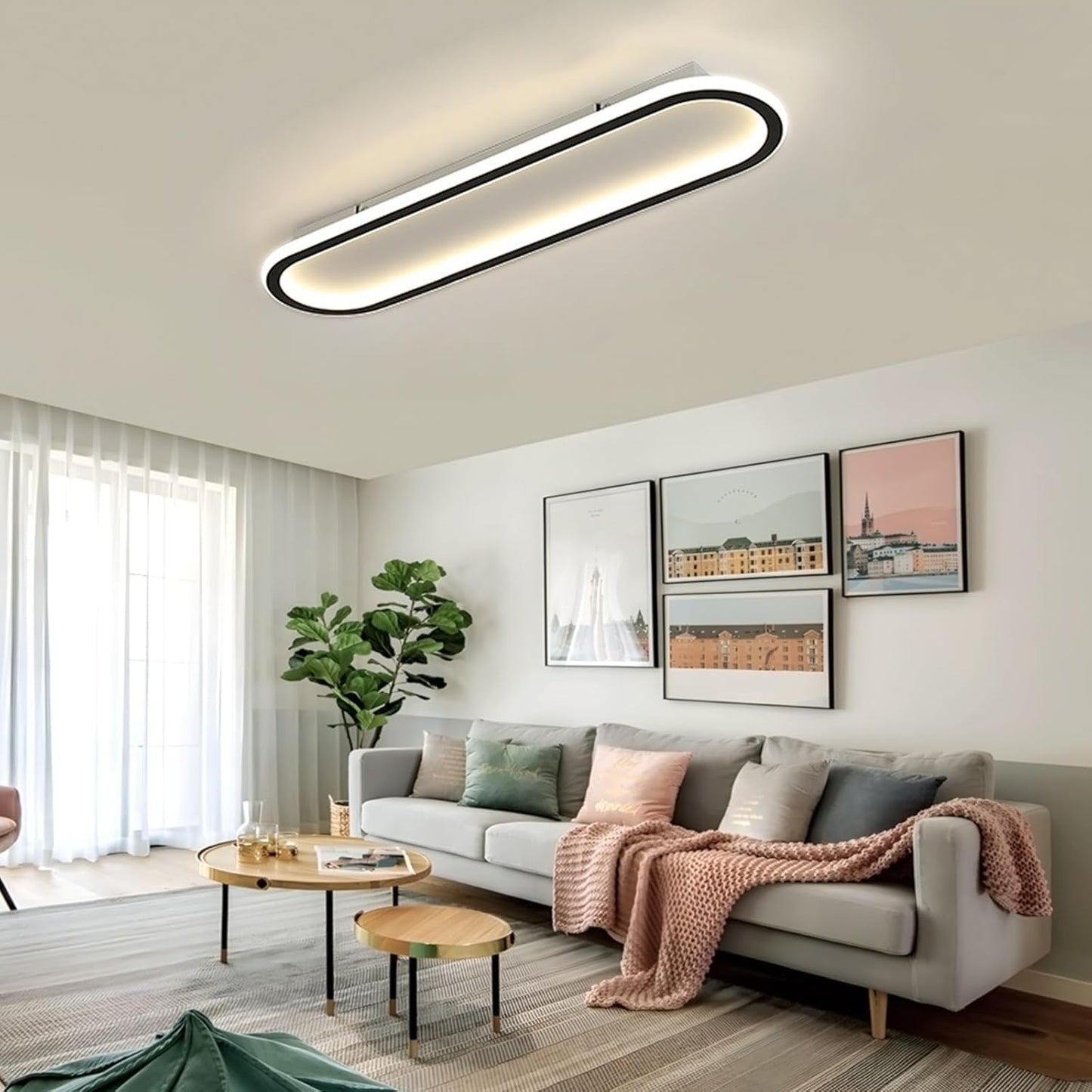 Toolight Rechteckige LED -Deckenleuchte 60 cm, 52W 5850 lm Deckenlampe in natürlicher weißer Acryl 4500K, Ultra -Thin -LED -CM für das Wohnzimmer im Küchenschlafzimmer, Schwarz, Schwarz
