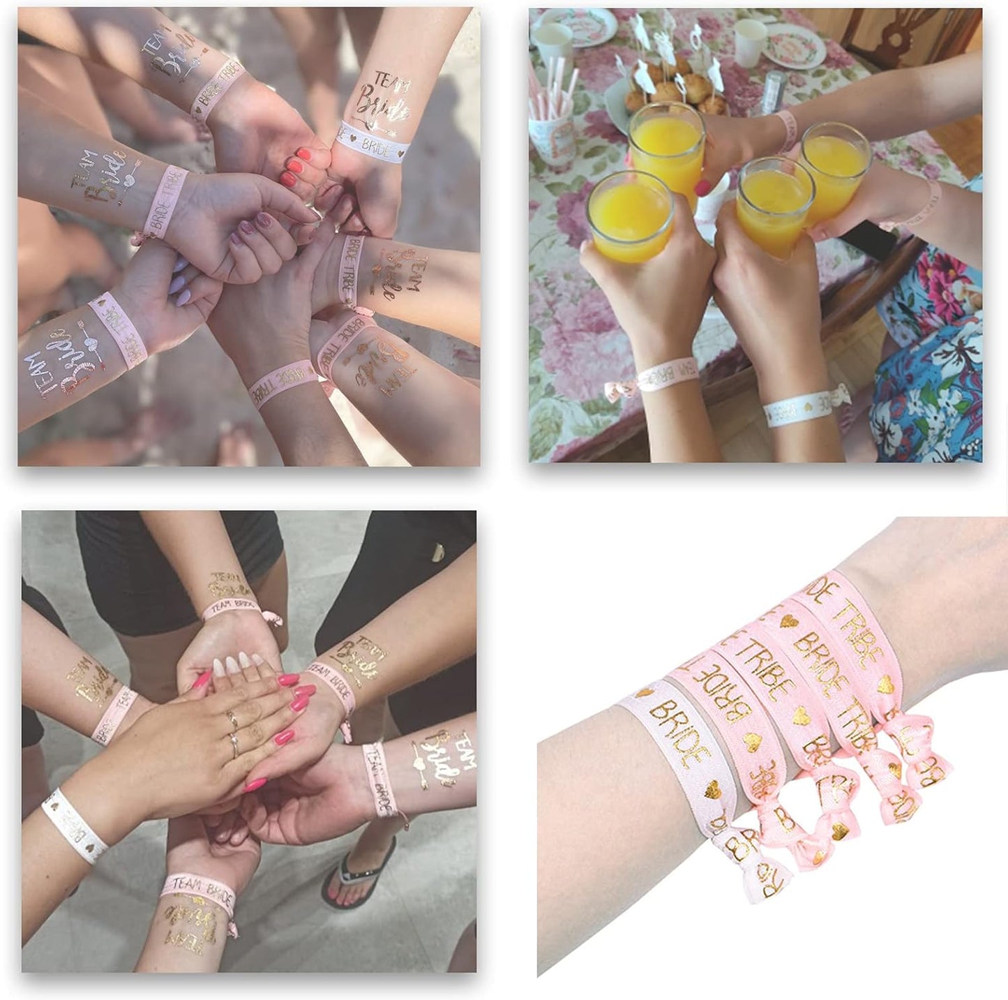 Junggesellinnenabschied Deko Armband Set,16PCS Braut to Be&Team Bride Armbänder Set mit 10 Team Braut Armbänder,1 Braut Armband,Schleier,Abzeichen,Tiara,Accessoires Frauen für Junggesellinnenabschied