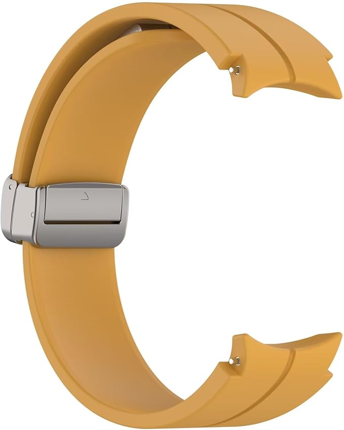 FTRONGRT Armband Kompatibel mit Samsung Galaxy Watch 7/Watch FE, TPU-Silikon, Weich und Bequem, Ersatz Uhrenarmband Kompatibel mit Samsung Galaxy Watch 7/Watch FE.Silberne Schnalle Gelb