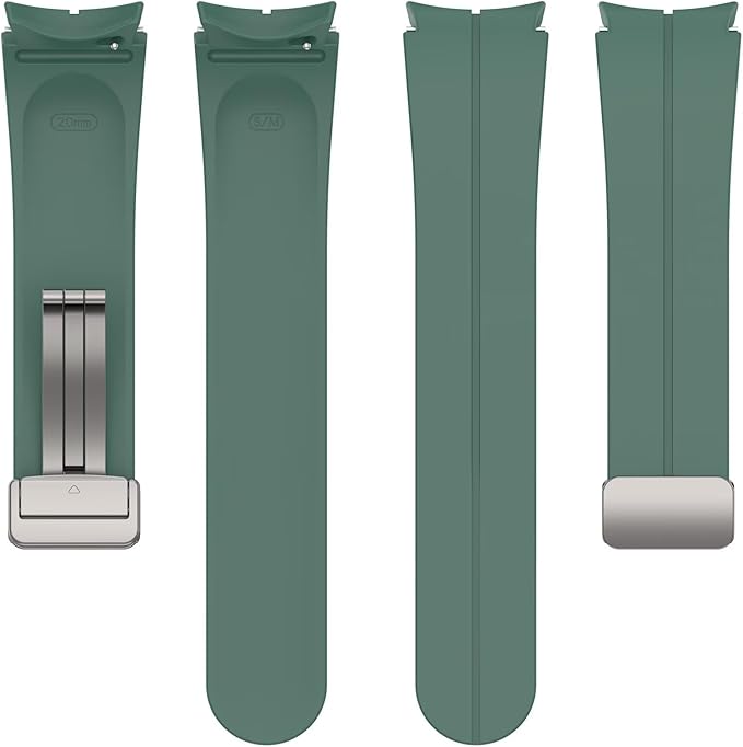 FTRONGRT Armband Kompatibel mit Samsung Galaxy Watch 7/Watch FE, TPU-Silikon, Weich und Bequem, Ersatz Uhrenarmband Kompatibel mit Samsung Galaxy Watch 7/Watch FE.Silberne Schnalle Dunkelgrün