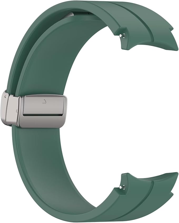 FTRONGRT Armband Kompatibel mit Samsung Galaxy Watch 7/Watch FE, TPU-Silikon, Weich und Bequem, Ersatz Uhrenarmband Kompatibel mit Samsung Galaxy Watch 7/Watch FE.Silberne Schnalle Dunkelgrün