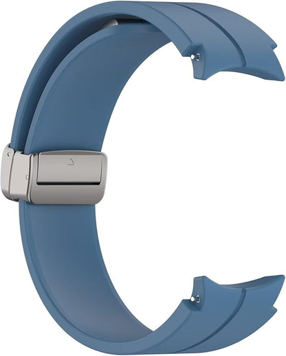 FTRONGRT Armband Kompatibel mit Samsung Galaxy Watch 7/Watch FE, TPU-Silikon, Weich und Bequem, Ersatz Uhrenarmband Kompatibel mit Samsung Galaxy Watch 7/Watch FE.Silberne Schnalle Premium-Blau