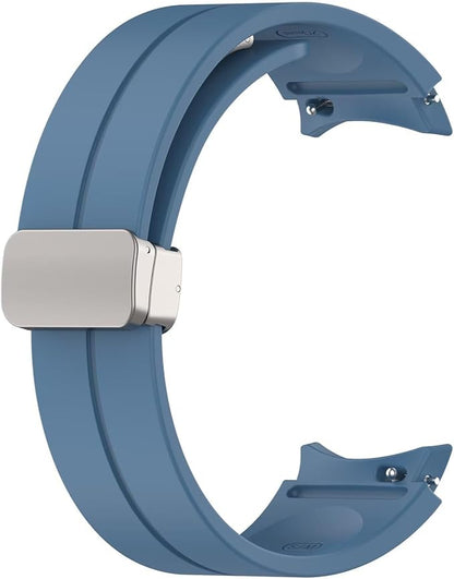 FTRONGRT Armband Kompatibel mit Samsung Galaxy Watch 7/Watch FE, TPU-Silikon, Weich und Bequem, Ersatz Uhrenarmband Kompatibel mit Samsung Galaxy Watch 7/Watch FE.Silberne Schnalle Premium-Blau