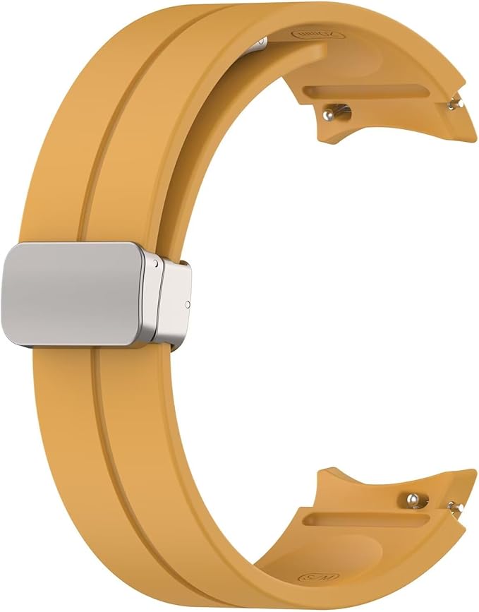 FTRONGRT Armband Kompatibel mit Samsung Galaxy Watch 7/Watch FE, TPU-Silikon, Weich und Bequem, Ersatz Uhrenarmband Kompatibel mit Samsung Galaxy Watch 7/Watch FE.Silberne Schnalle Gelb