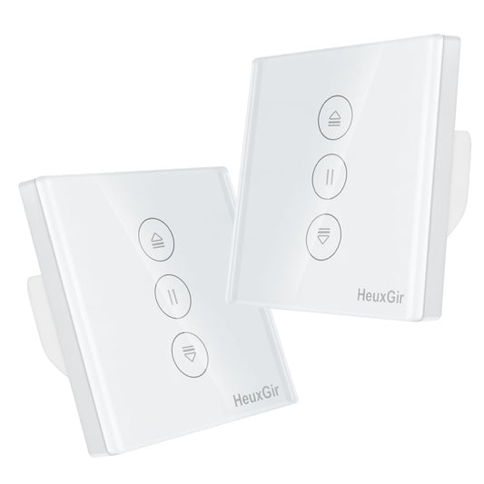 HEUXGIR Wlan Rolladen Zeitschaltuhr,Smart Rolladenschalter mit steuerbarer LED,Kompatibel mit Alexa/Google Home/Smart Life App,Requires Zero Conductor Pack of 2