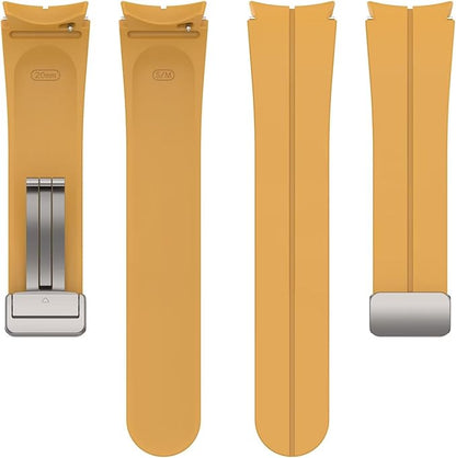 FTRONGRT Armband Kompatibel mit Samsung Galaxy Watch 7/Watch FE, TPU-Silikon, Weich und Bequem, Ersatz Uhrenarmband Kompatibel mit Samsung Galaxy Watch 7/Watch FE.Silberne Schnalle Gelb