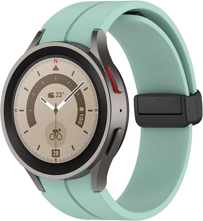 FTRONGRT Armband Kompatibel mit Samsung Galaxy Watch 7/Watch FE, TPU-Silikon, Weich und Bequem, Ersatz Uhrenarmband Kompatibel mit Samsung Galaxy Watch 7/Watch FE.Schwarze Schnalle Blaugrünes Grün