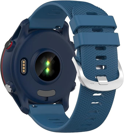 FTRONGRT 18mm Uhrenarmband Kompatibel mit Garmin Forerunner 255S Music, Weiches Silikonarmband, Ersatzarmband für Garmin Forerunner 255S Music.Tiefseeblau