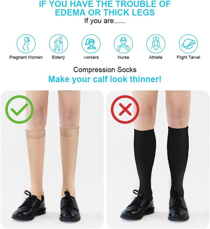 ACWOO Kompressionsstrümpfe Bunt für Damen Herren, 3 Paar Stützstrümpfe Medizinisch Kompressionssocken mit 15-20 Mmhg Bunt Thrombosestrümpfe, Compression Socks für Laufen, Sport, Flug, Radsport