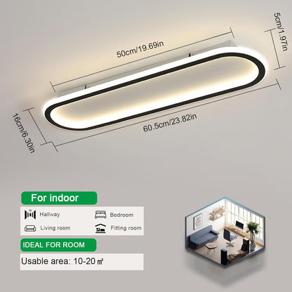 Toolight Rechteckige LED -Deckenleuchte 60 cm, 52W 5850 lm Deckenlampe in natürlicher weißer Acryl 4500K, Ultra -Thin -LED -CM für das Wohnzimmer im Küchenschlafzimmer, Schwarz, Schwarz