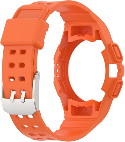 FTRONGRT Armband Kompatibel mit Samsung Galaxy Watch FE 40mm, Weiche Schutzhülle und Tragegurt integriert, Rundum-Schutz, Anti-Rutsch Ersatz-Uhrenarmband Kompatibel.Orange