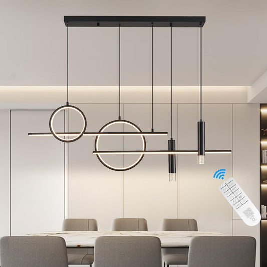 Kronleuchter mit LED -Aufhängung, moderne Federung, 120 cm Esstisch Kronleuchter, Linearien Dimmerble Suspension mit Fernbedienung, Wohnzimmer, Küche, Esszimmer, Hängebrab (60 W)
