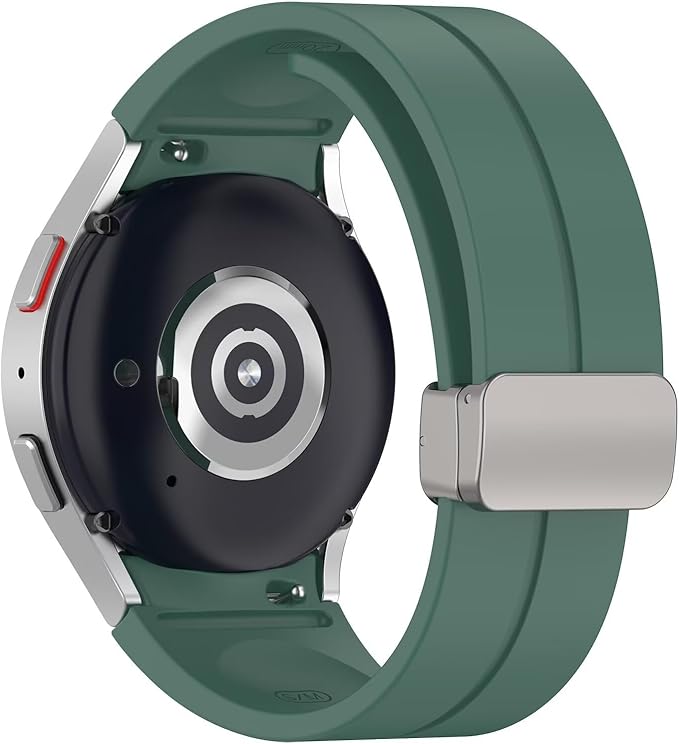 FTRONGRT Armband Kompatibel mit Samsung Galaxy Watch 7/Watch FE, TPU-Silikon, Weich und Bequem, Ersatz Uhrenarmband Kompatibel mit Samsung Galaxy Watch 7/Watch FE.Silberne Schnalle Dunkelgrün