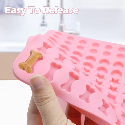 Backmatte Hundekekse, Silikon Backmatte Hundeleckerli 5 Formen in 1 Backunterlage Backform für DIY Hundekekse und Leckerlis (130 Gitter, Halbkugel Fische Knochen Stern Herzform）