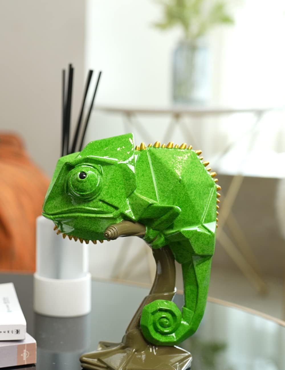 NENBOLEC Eidechse Statue Skulpturen Modern Arts Dekor Tier Geschenk Figuren Polyresin Grün 22cm