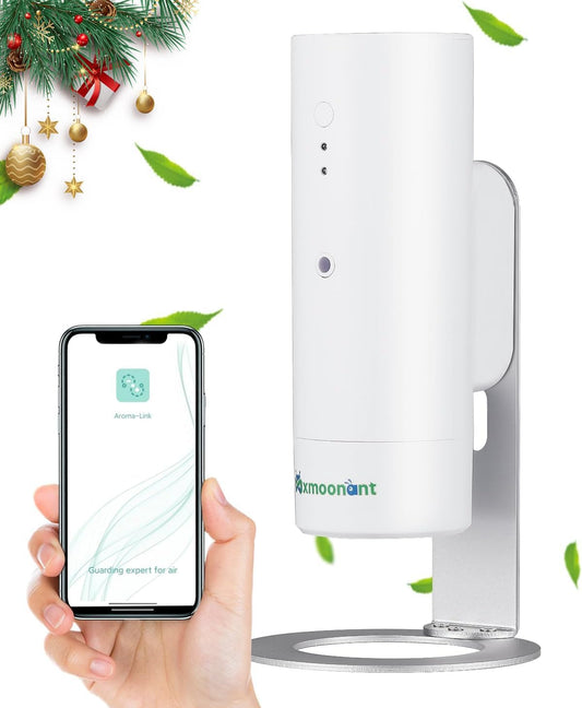 Mxmoonant Aroma Diffuser, Wasserlos, 30-60㎡, 130 ml, Wandhalterung, Smart Scent Diffuser ohne Wasser, App-Steuerung, für Große Räume, Büro, Geschäft, Hotel