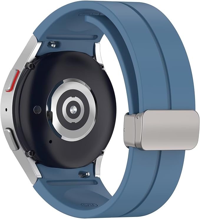 FTRONGRT Armband Kompatibel mit Samsung Galaxy Watch 7/Watch FE, TPU-Silikon, Weich und Bequem, Ersatz Uhrenarmband Kompatibel mit Samsung Galaxy Watch 7/Watch FE.Silberne Schnalle Premium-Blau