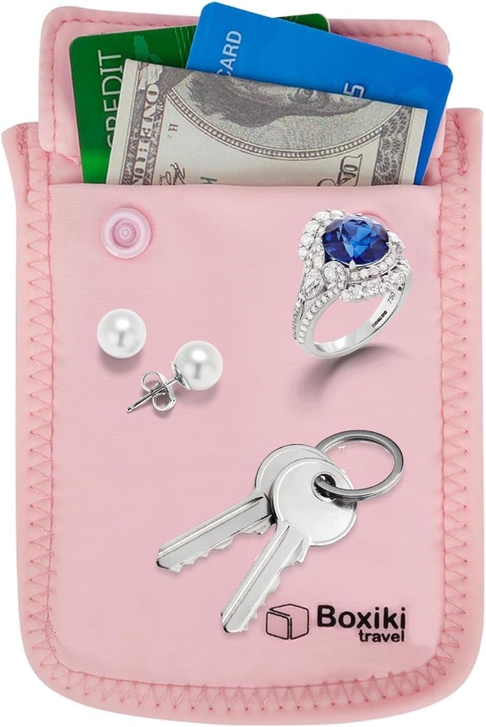 Boxiki Reise geheimes Reisebrieftasche für Frauen Reggio Emilia - versteckte Tasche für Pass, Geld und Werte - geeignet für alle BHs von Bra - Pink
