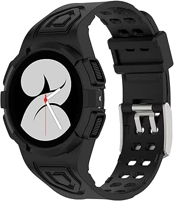 FTRONGRT Armband Kompatibel mit Samsung Galaxy Watch FE 40mm, Weiche Schutzhülle und Tragegurt integriert, Rundum-Schutz, Anti-Rutsch Ersatz-Uhrenarmband Kompatibel Schwarz