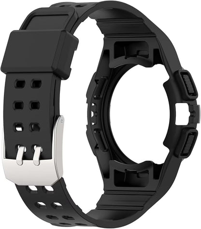 FTRONGRT Armband Kompatibel mit Samsung Galaxy Watch FE 40mm, Weiche Schutzhülle und Tragegurt integriert, Rundum-Schutz, Anti-Rutsch Ersatz-Uhrenarmband Kompatibel Schwarz