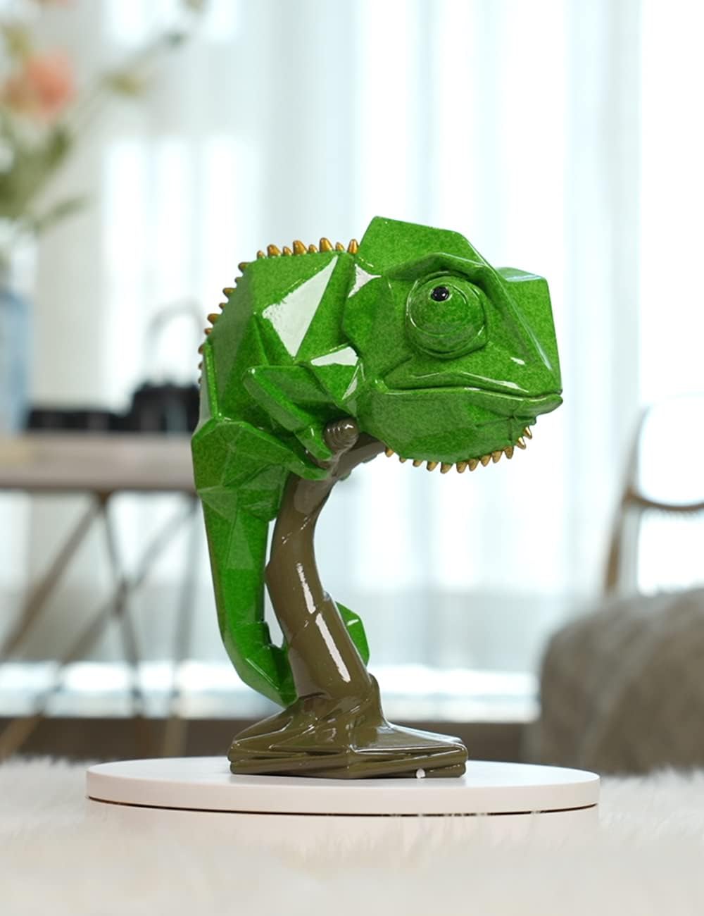 NENBOLEC Eidechse Statue Skulpturen Modern Arts Dekor Tier Geschenk Figuren Polyresin Grün 22cm