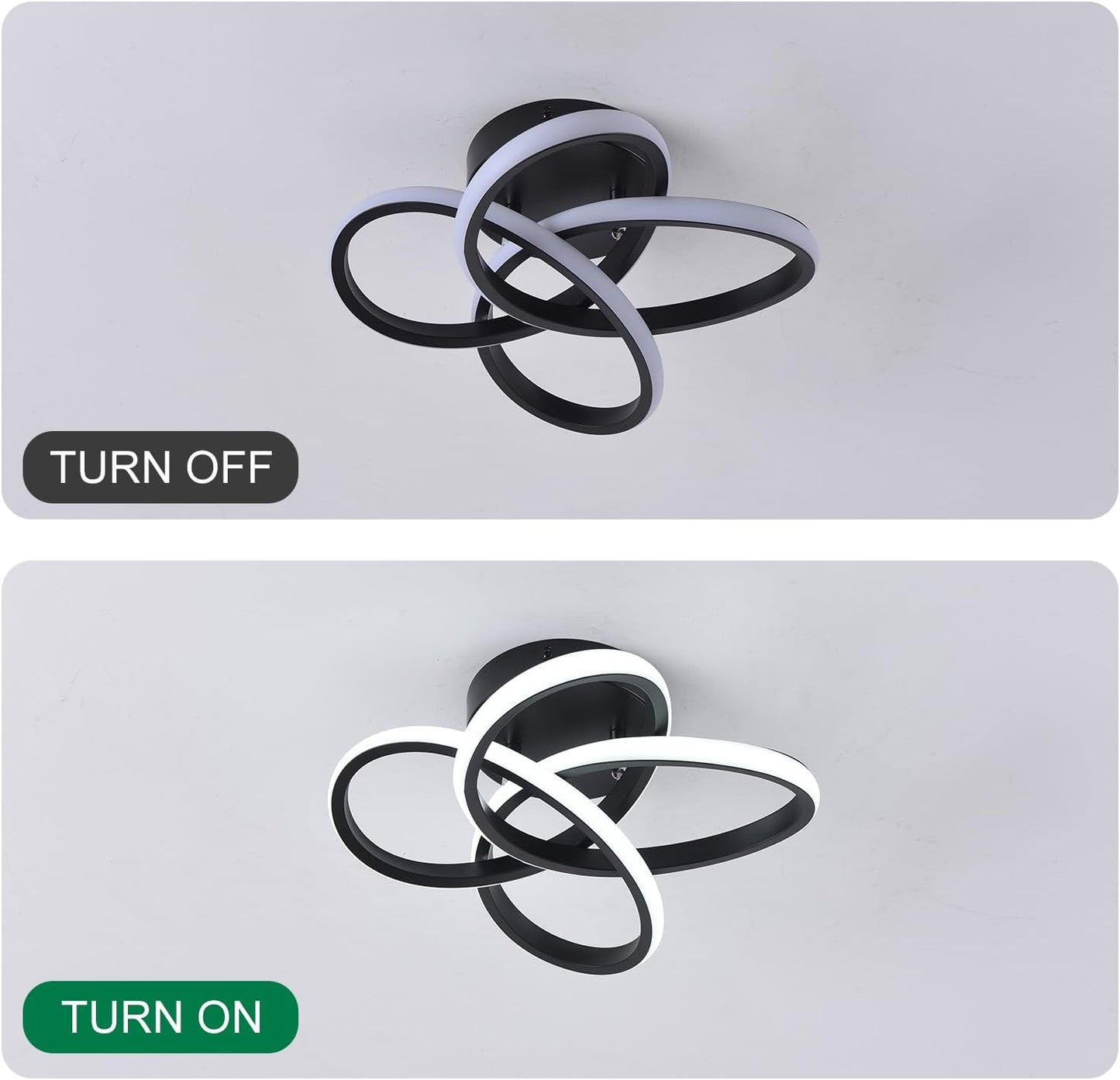 Qcyuui LED Deckenleuchte 32W - Moderne Deckenlampe rund - Deckenleuchten mit weißem Licht - LED Lampe Deckenlampe Schwarz für stilvolles Ambiente