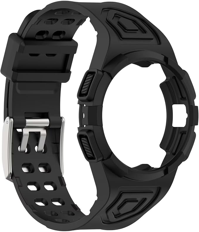 FTRONGRT Armband Kompatibel mit Samsung Galaxy Watch FE 40mm, Weiche Schutzhülle und Tragegurt integriert, Rundum-Schutz, Anti-Rutsch Ersatz-Uhrenarmband Kompatibel Schwarz