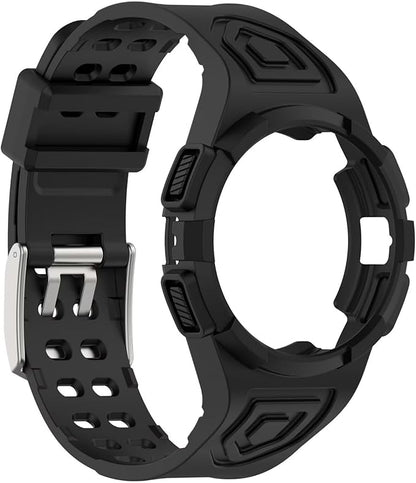 FTRONGRT Armband Kompatibel mit Samsung Galaxy Watch FE 40mm, Weiche Schutzhülle und Tragegurt integriert, Rundum-Schutz, Anti-Rutsch Ersatz-Uhrenarmband Kompatibel Schwarz