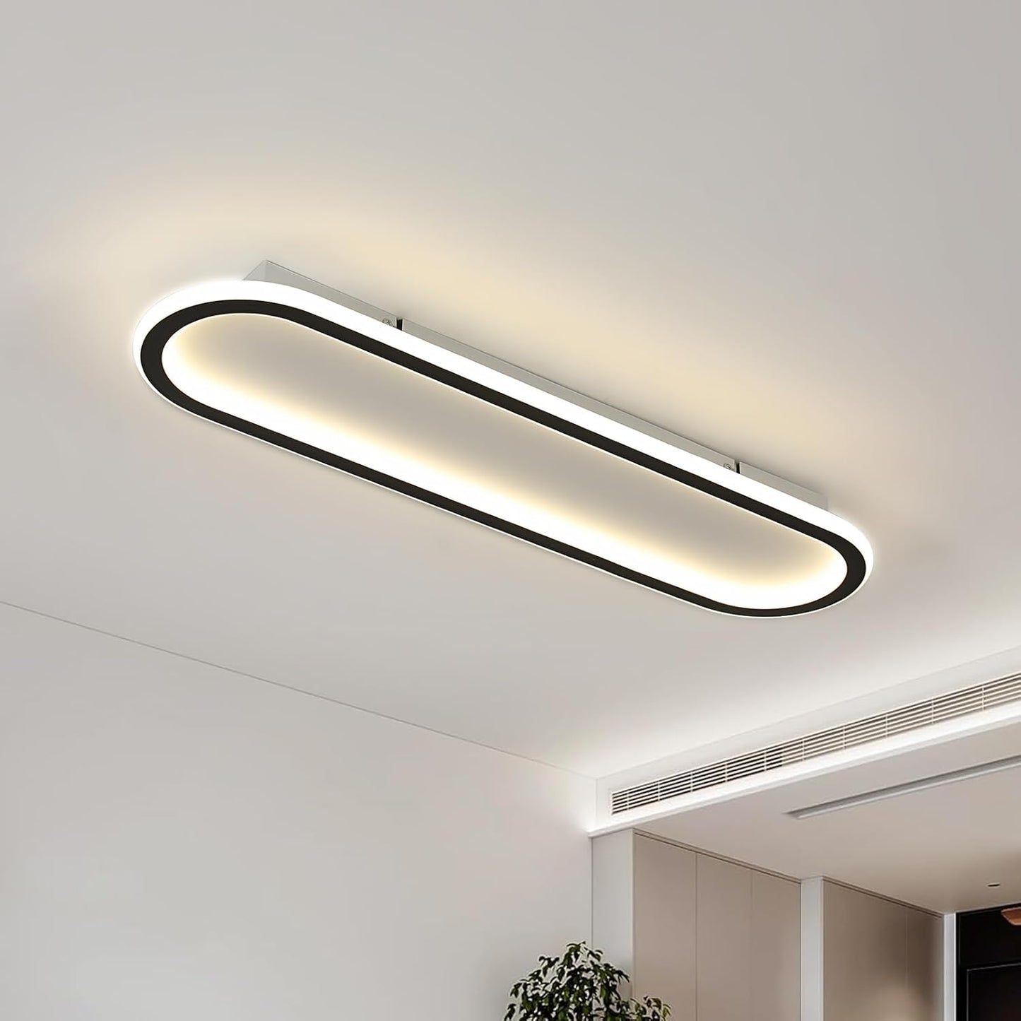 Toolight Rechteckige LED -Deckenleuchte 60 cm, 52W 5850 lm Deckenlampe in natürlicher weißer Acryl 4500K, Ultra -Thin -LED -CM für das Wohnzimmer im Küchenschlafzimmer, Schwarz, Schwarz