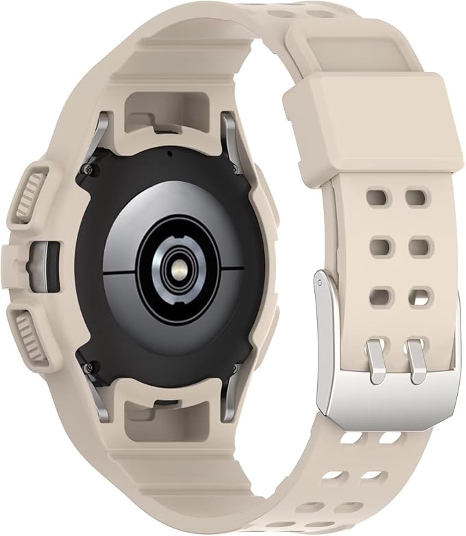 FTRONGRT Armband Kompatibel mit Samsung Galaxy Watch FE 40mm, Weiche Schutzhülle und Tragegurt integriert, Rundum-Schutz, Anti-Rutsch Ersatz-Uhrenarmband Kompatibel.Elfenbeinweiß