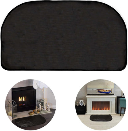 NQEUEPN Kaminmatte, 122x61cm Halbrund Feuerbeständiger Bodenbelags Schutz Hitzebeständige Untergrillmatte für Holzofen im Innen- und Außenbereich (Schwarz)