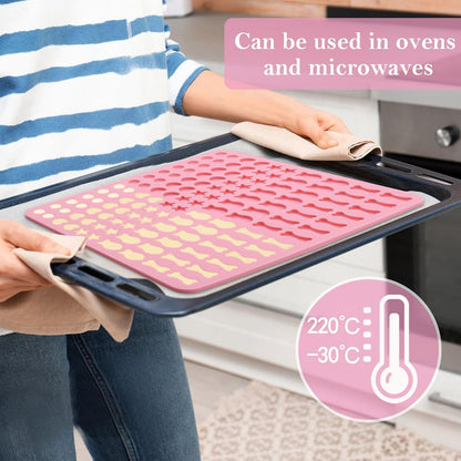 Backmatte Hundekekse, Silikon Backmatte Hundeleckerli 5 Formen in 1 Backunterlage Backform für DIY Hundekekse und Leckerlis (130 Gitter, Halbkugel Fische Knochen Stern Herzform）