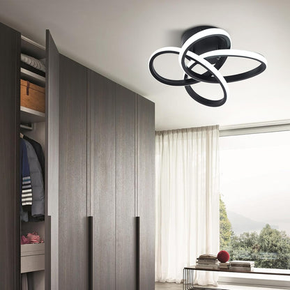 Qcyuui LED Deckenleuchte 32W - Moderne Deckenlampe rund - Deckenleuchten mit weißem Licht - LED Lampe Deckenlampe Schwarz für stilvolles Ambiente