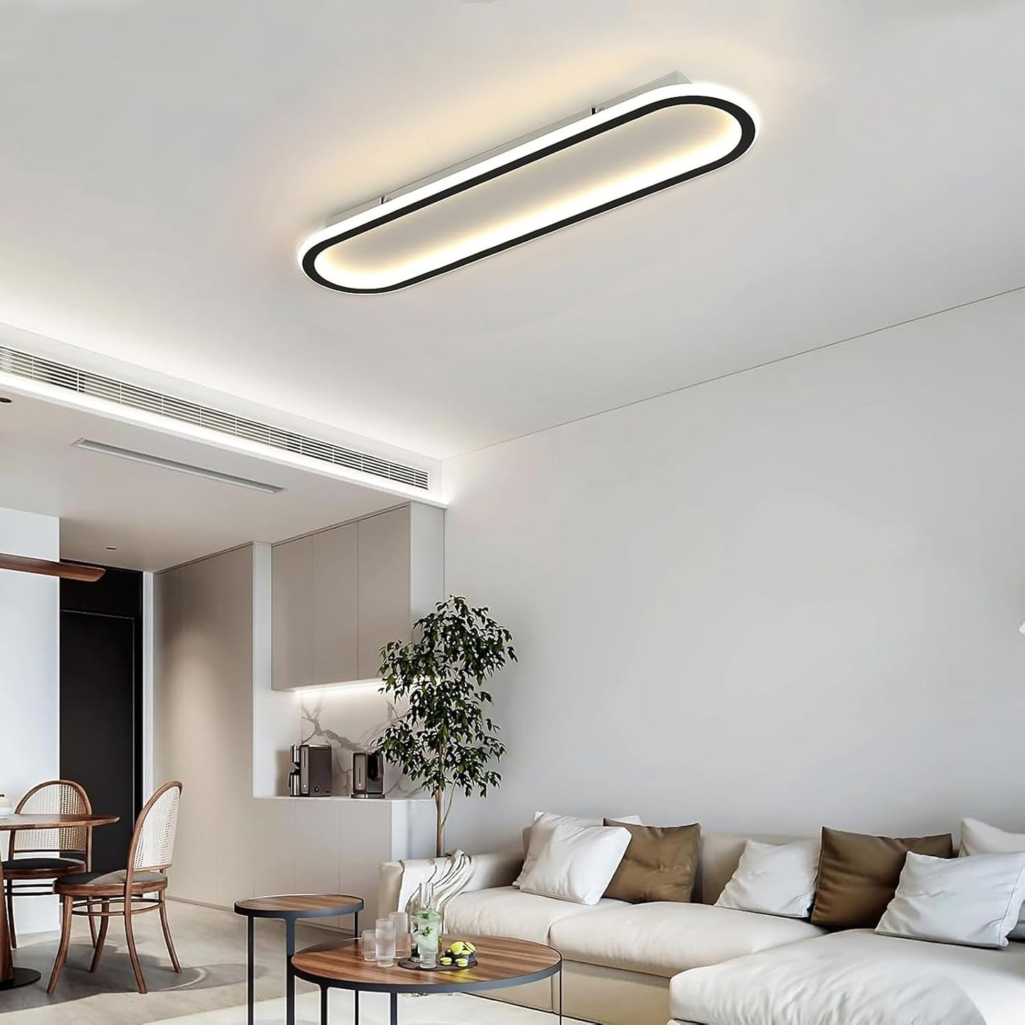 Toolight Rechteckige LED -Deckenleuchte 60 cm, 52W 5850 lm Deckenlampe in natürlicher weißer Acryl 4500K, Ultra -Thin -LED -CM für das Wohnzimmer im Küchenschlafzimmer, Schwarz, Schwarz