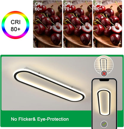 Toolight Rechteckige LED -Deckenleuchte 60 cm, 52W 5850 lm Deckenlampe in natürlicher weißer Acryl 4500K, Ultra -Thin -LED -CM für das Wohnzimmer im Küchenschlafzimmer, Schwarz, Schwarz