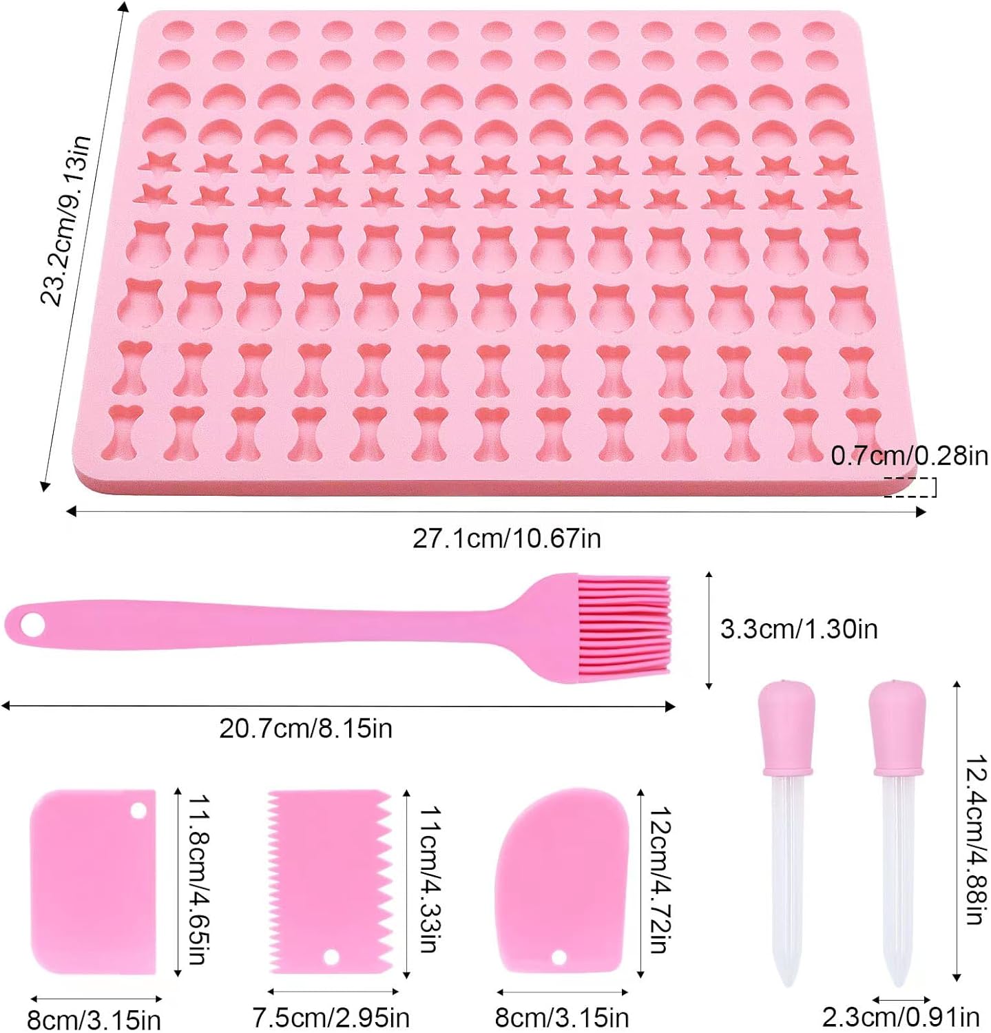 Backmatte Hundekekse, Silikon Backmatte Hundeleckerli 5 Formen in 1 Backunterlage Backform für DIY Hundekekse und Leckerlis (130 Gitter, Halbkugel Fische Knochen Stern Herzform）