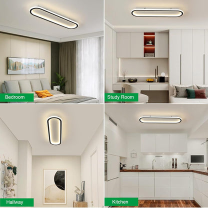 Toolight Rechteckige LED -Deckenleuchte 60 cm, 52W 5850 lm Deckenlampe in natürlicher weißer Acryl 4500K, Ultra -Thin -LED -CM für das Wohnzimmer im Küchenschlafzimmer, Schwarz, Schwarz