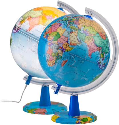 Topglobe TOPGLOBE Beleuchteter Globus 20 cm – französische Karte – moderne politische Globe – Dekoration für Bildung/Geographie/Büro