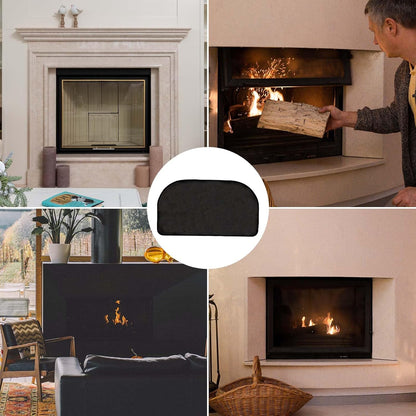 NQEUEPN Kaminmatte, 122x61cm Halbrund Feuerbeständiger Bodenbelags Schutz Hitzebeständige Untergrillmatte für Holzofen im Innen- und Außenbereich (Schwarz)