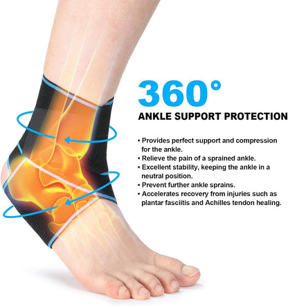ACWOO Sprunggelenkbandage, 2 Stück Einstellbar Bandage Fußgelenk, Sport Schützen Fußgelenkbandage Sprunggelenk, Hochelastisch Knöchelstütze für Fußball Laufen Radfahren, Rechte und Linke Bandage