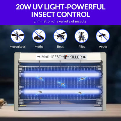 mafiti Elektrischer Insektenvernichter, moskito Killer Fliegenfalle-Elektrisch Innenmosquito Zapper 20W mit UV-Licht, Elektrische-Mückenfalle Für Küche, Haus, Hof (Grau)