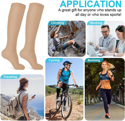 ACWOO Kompressionsstrümpfe Bunt für Damen Herren, 3 Paar Stützstrümpfe Medizinisch Kompressionssocken mit 15-20 Mmhg Bunt Thrombosestrümpfe, Compression Socks für Laufen, Sport, Flug, Radsport