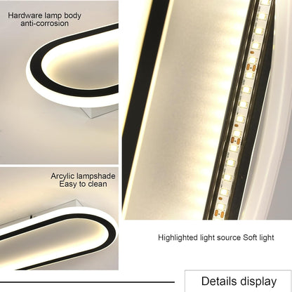 Toolight Rechteckige LED -Deckenleuchte 60 cm, 52W 5850 lm Deckenlampe in natürlicher weißer Acryl 4500K, Ultra -Thin -LED -CM für das Wohnzimmer im Küchenschlafzimmer, Schwarz, Schwarz