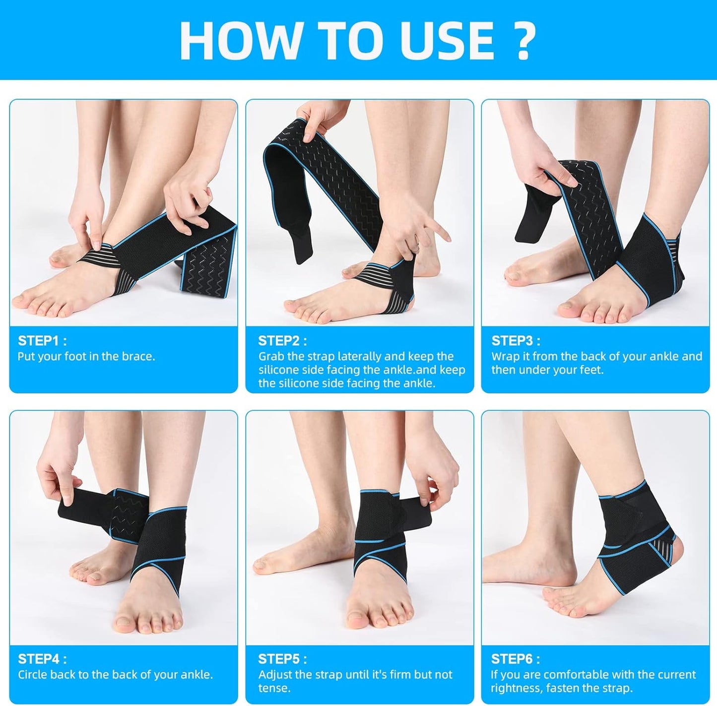 ACWOO Sprunggelenkbandage, 2 Stück Einstellbar Bandage Fußgelenk, Sport Schützen Fußgelenkbandage Sprunggelenk, Hochelastisch Knöchelstütze für Fußball Laufen Radfahren, Rechte und Linke Bandage