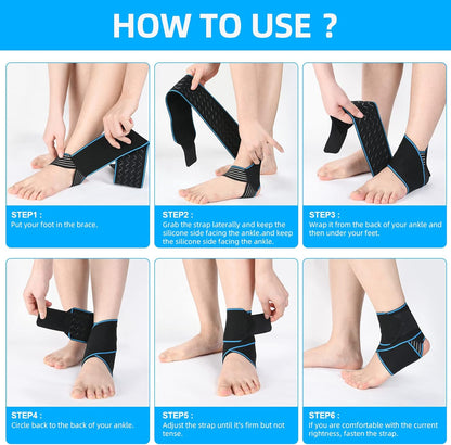 ACWOO Sprunggelenkbandage, 2 Stück Einstellbar Bandage Fußgelenk, Sport Schützen Fußgelenkbandage Sprunggelenk, Hochelastisch Knöchelstütze für Fußball Laufen Radfahren, Rechte und Linke Bandage