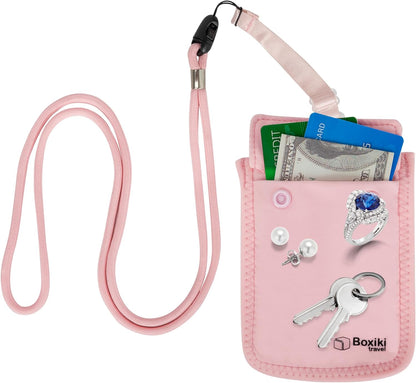 Boxiki Reise geheimes Reisebrieftasche für Frauen Reggio Emilia - versteckte Tasche für Pass, Geld und Werte - geeignet für alle BHs von Bra - Pink