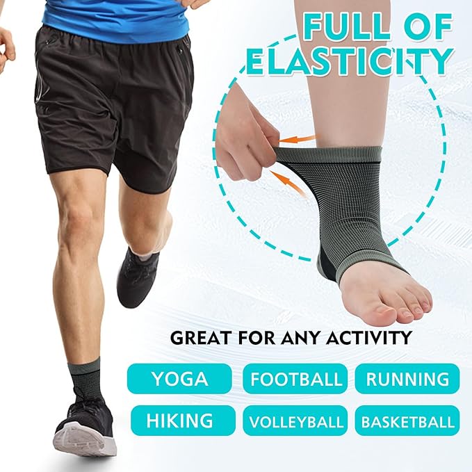 Billig4uk Knöchelversteigerung Tipp AKLE 4 Paare eignen sich für Sehnenentsehnen-Achilles mit Plantarfasziitis und Schmerzen aufgrund einer Verstauchung (schwarz, 47-51)